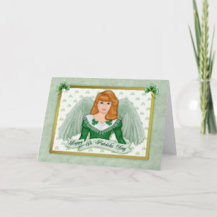 Tarjeta Ángel irlandés y estandarte - Interior en blanco