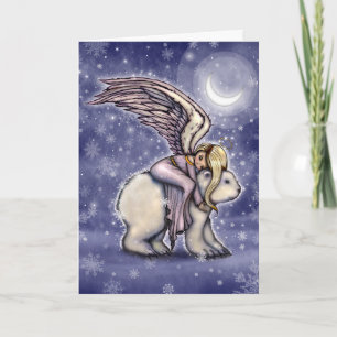 Tarjeta Ángel montando Arte de vacaciones de Navidad de os