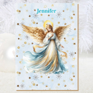 Tarjeta Ángel Navidades bendiciendo agregar firma religios