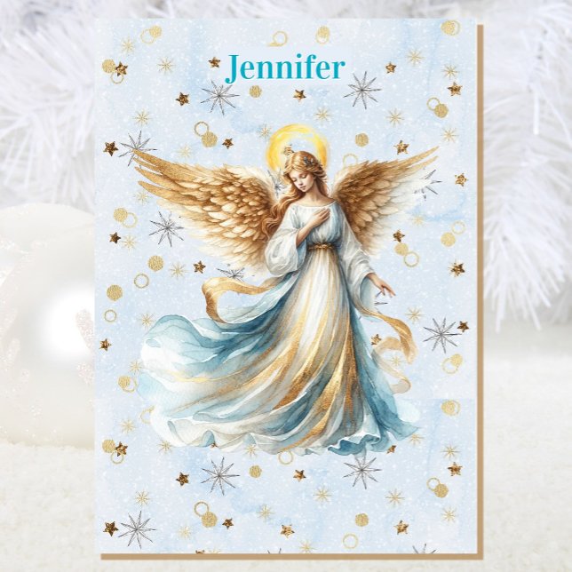Tarjeta Ángel Navidades bendiciendo agregar firma religios (Subido por el creador)