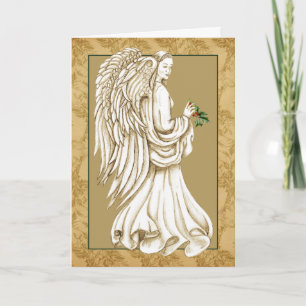 Tarjeta Ángel Navidades de oro religioso elegante