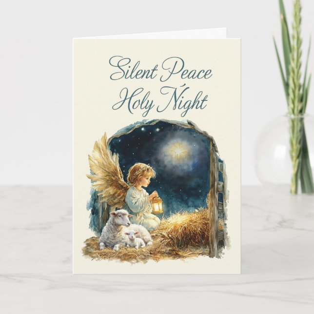 Tarjeta Ángel navidades en la noche santa de la paz en sil (Anverso)