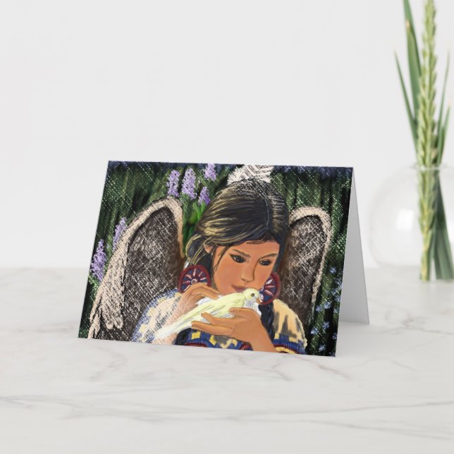 Tarjeta Ángel Notecard del nativo americano (Anverso)