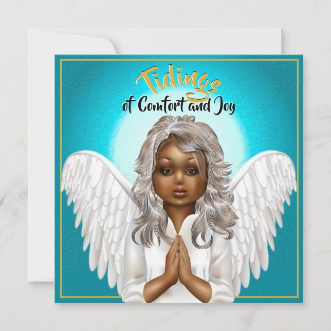Tarjeta Ángel orante afroamericano (Anverso)