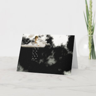 Tarjeta Ángel pequeño en un cumpleaños nublado