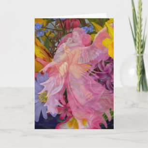 Tarjeta Ángel rosado con el niño