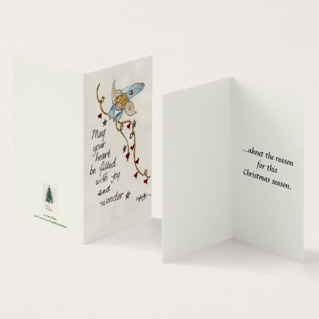 Tarjeta Ángel te desea alegría y arte acuarela maravilla (Interior y exterior)