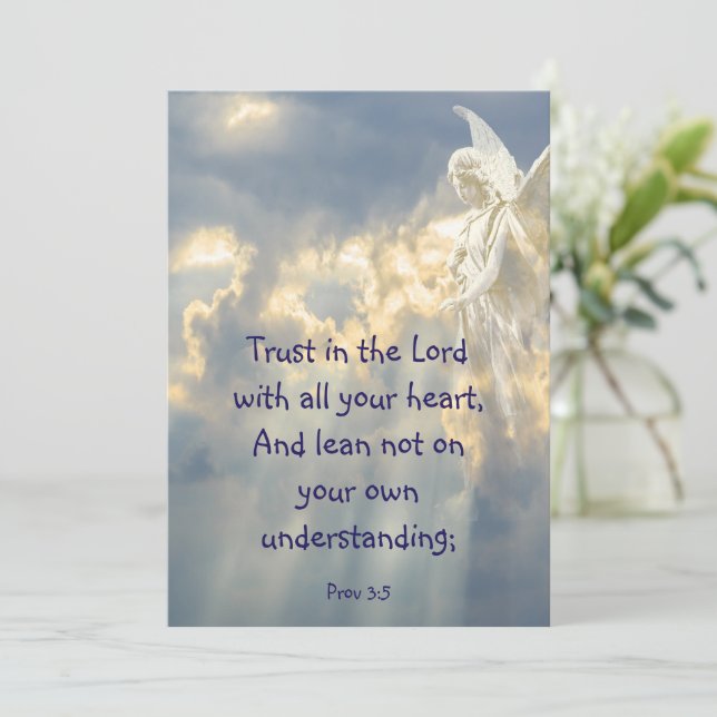 Tarjeta  Angel Trust in the Lord Quote Inspirational (Anverso de pie)