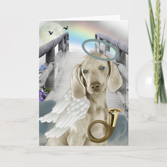 Tarjeta Ángel Weimaraner del Puente del Arcoíris (Anverso)