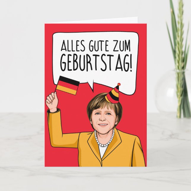 Tarjeta ANGELA MERKEL: Feliz cumpleaños en alemán (Anverso)