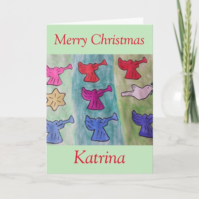 Tarjeta Ángeles con Navidades de Trumpets (Anverso)