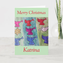 Tarjeta Ángeles con Navidades de Trumpets