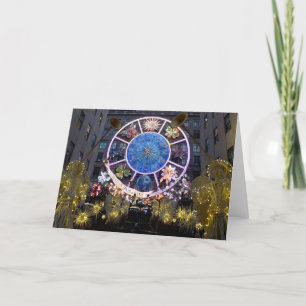 Tarjeta Ángeles de Navidad y Rueda del Zodiaco, NYC -
