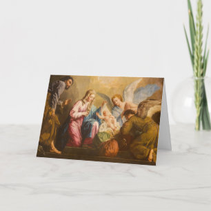 Tarjeta Ángeles del Nacimiento de Navidad Sagrada Familia