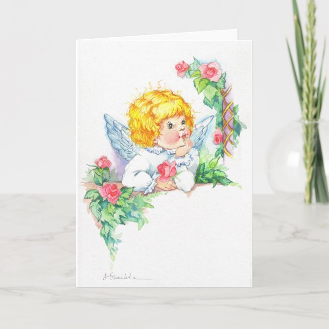 Tarjeta Ángeles lindos para el bautismo o el bautizo (Anverso)