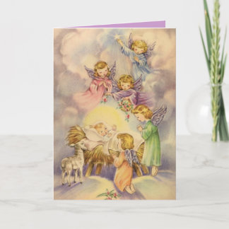 Tarjeta Ángeles que vigilan el bebé Jesús