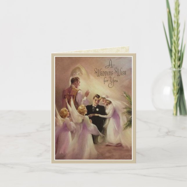 Tarjeta Ángeles sacerdotes boda de matrimonio de novia Gro (Anverso)