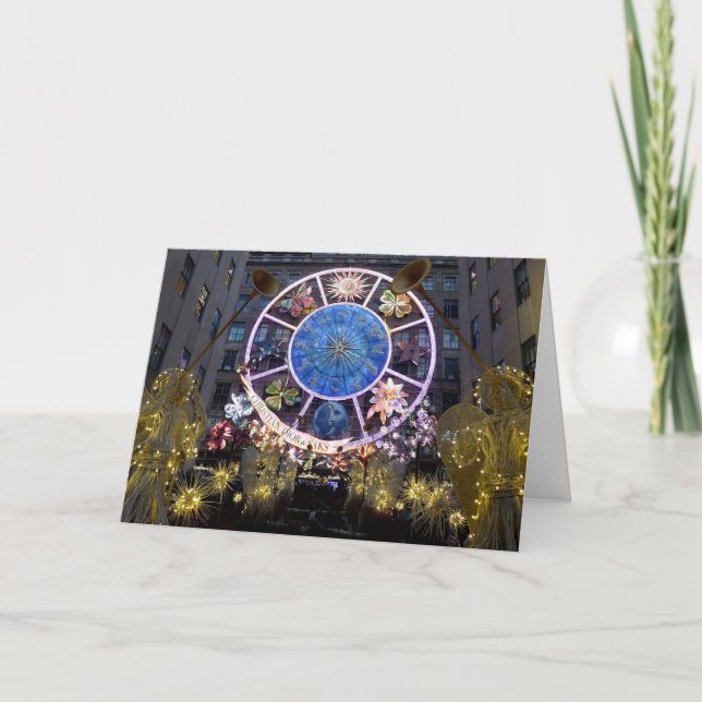 Tarjeta Ángeles y ruedas zodiac de los navidades, NYC - (Anverso)