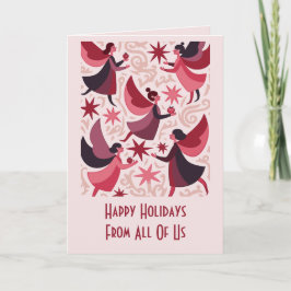 Tarjeta Angelic Figures Mid-Century Modern Kitschmas