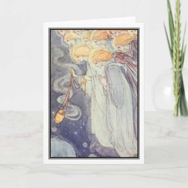 Tarjeta Angels de época por Florence Harrison (Anverso)