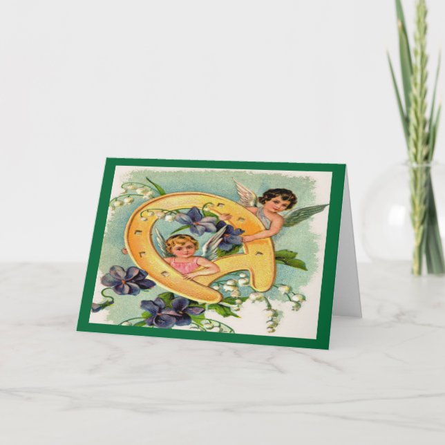Tarjeta Angels de época traen la suerte de cumpleaños (Anverso)
