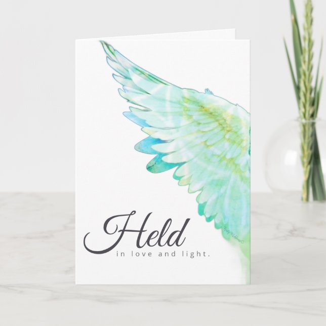 Tarjeta Angels With You Aqua Angel Wing – Held Love Light (Anverso)