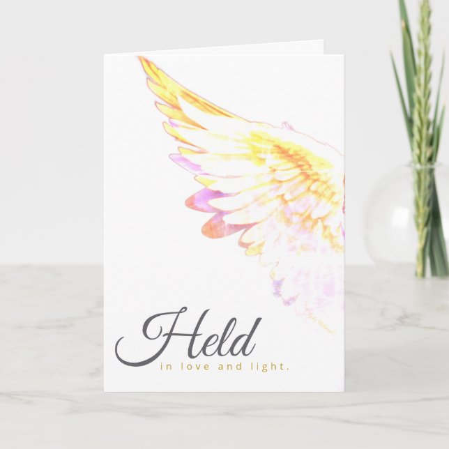 Tarjeta Angels With You - Yellow Wing – Held in Love Light (Anverso)