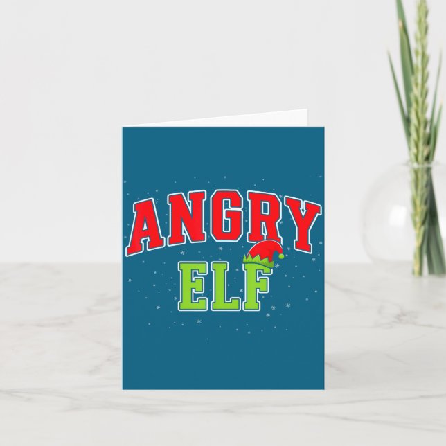Tarjeta Angry Elf Christmas Family Matching Group Xmas  (Anverso)