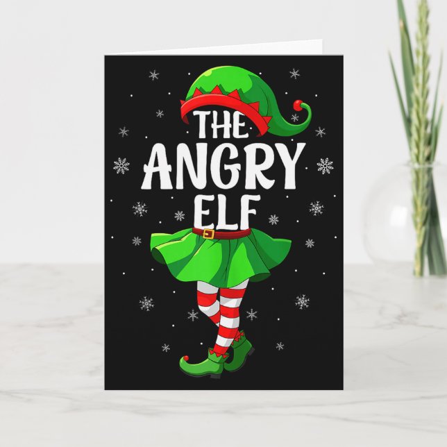 Tarjeta Angry Elf Christmas Girls Women Elf Squad Xmas Fam (Anverso)
