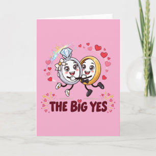 Tarjeta Anillo de Compromiso The Big Yes Pareja Cartoon