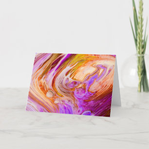 Tarjeta Anillo de Naranja rosado Flor Acrílico Fluido Art