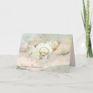 Tarjeta Anillos bodas en Aniversario de la Seda