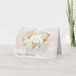 Tarjeta Anillos bodas en Aniversario de la Seda
