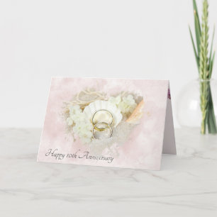 Tarjeta Anillos bodas en el décimo aniversario de la conch