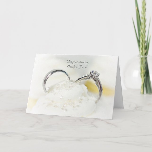 Tarjeta anillos bodas en escarcha (Anverso)