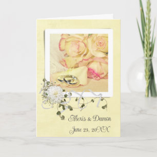 Tarjeta Anillos bodas Sobre Petal Rosa Con Nombres