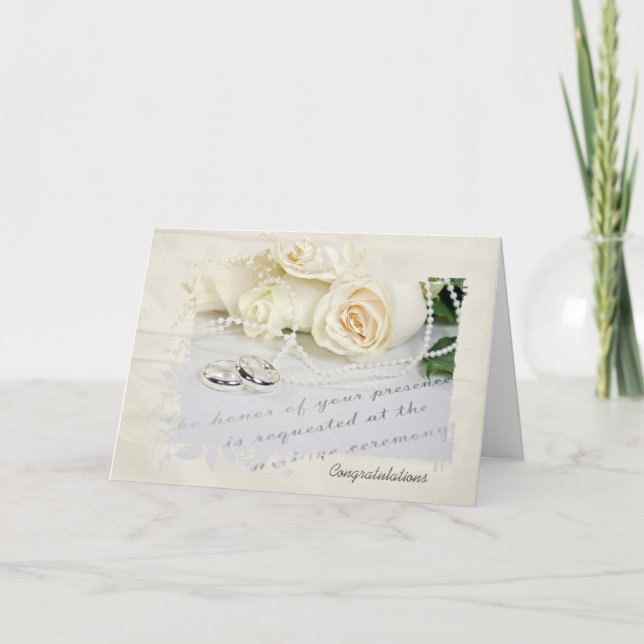 Tarjeta Anillos bodas y Rosas (Anverso)