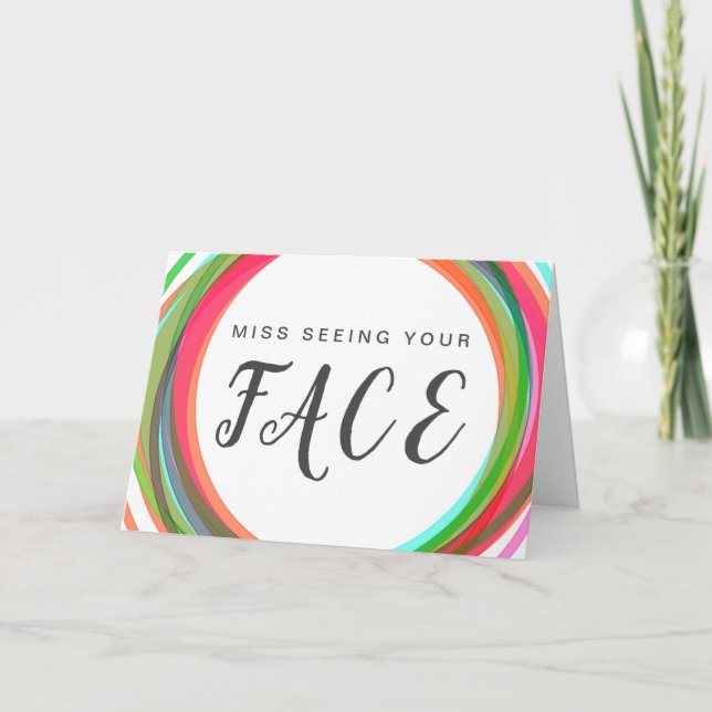 Tarjeta Anillos Coloridos Extrañando Verte (Anverso)