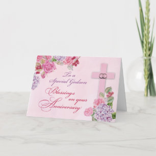 Tarjeta Anillos de aniversario de bodas religiosos de ahij