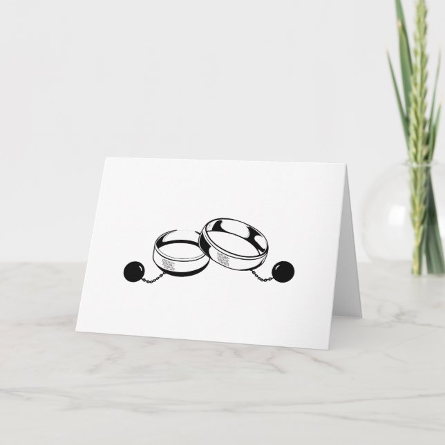 Tarjeta Anillos de Boda de bolas y cadenas (Anverso)