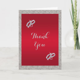 Tarjeta Anillos de boda elegantes rubí rojo y plateado bri