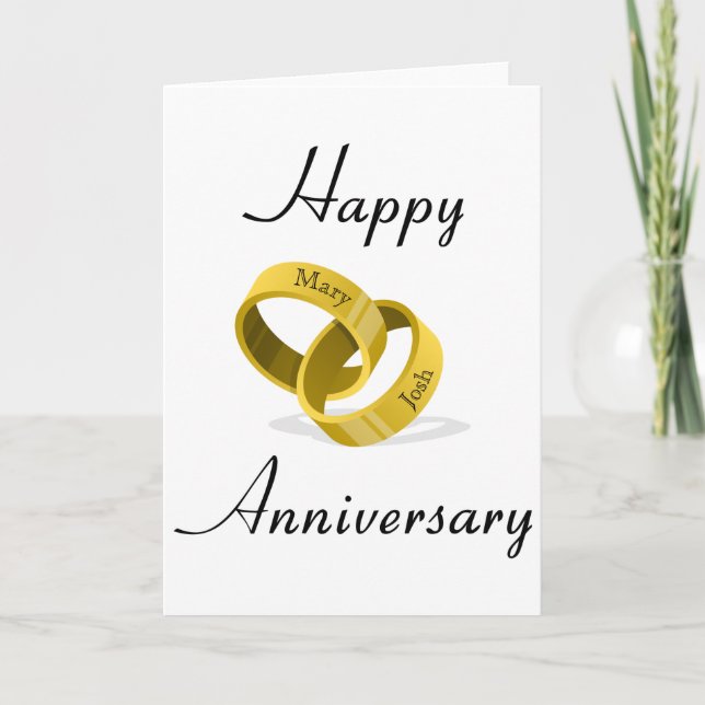 Tarjeta Anillos de Boda Entrelazados - Nombres Personaliza (Anverso)