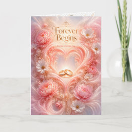 Tarjeta Anillos de oro floral rubor día de la boda para si
