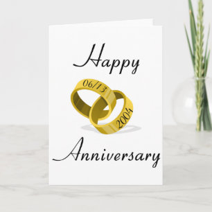 Tarjeta Anillos entrelazados - Fecha de boda personalizada