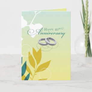 Tarjeta Anillos religiosos del 25 aniversario de bodas sob