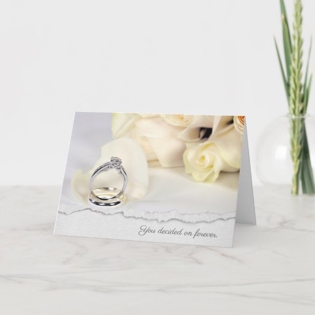 Tarjeta Anillos y rosas bodas (Anverso)