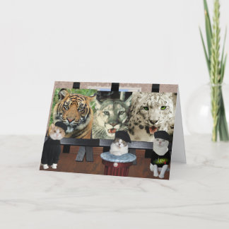 Tarjeta Animación divertida de artistas de gatos y gatitos