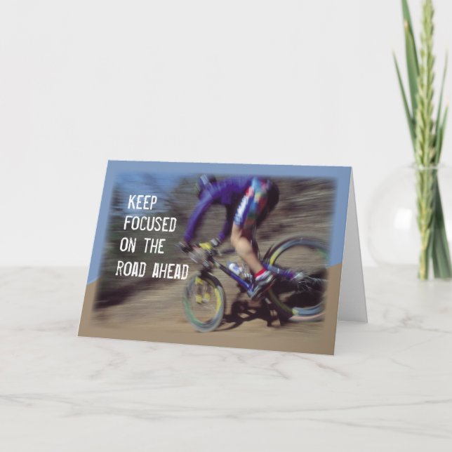 Tarjeta Animación Foco Hombre Cumpleaños Bicicleta de mont (Anverso)