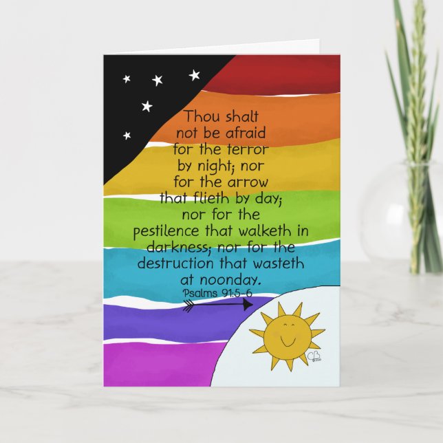 Tarjeta Animación, Virus Covid 19, Arcoiris, Salmos 91 (Anverso)