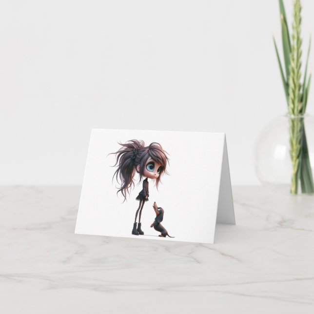 Tarjeta animada de bienvenida de Dachshund (Anverso)